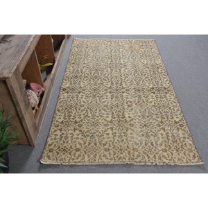 พรมขนแกะตุรกีวินเทจสี่เหลี่ยมดีไซน์ปะต่อสีเบจสีน้ำตาลขนาด37 x 67ft พื้นที่ขนาดใหญ่สำหรับห้องนั่งเล่นสไตล์คลาสสิกด้านหลังทำจากยาง - Product Image 3