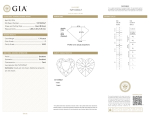Diamante Naturale Certificato Leyloon, Taglio Cuore 1.70ct F VVS2, Certificato di Autenticità NO. 7491025347 - Product Image 2