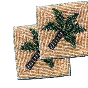 ที่รองแก้วลูกปัดทำด้วยมือพร้อมที่รองแก้วเครื่องดื่มดีไซน์ต้นไม้วันที่สำหรับโต๊ะบาร์บ้าน - Product Image 4