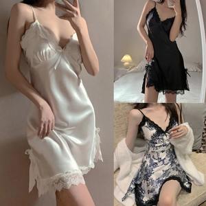 Mode femmes Sexy chemise de nuit dentelle sangle Mini robe vêtements de nuit dames Wrap robes courtes - Product Image 4