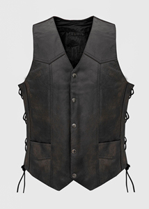 Brown 100% Leather <b>Vest</b> with Crew Neck Collar Breathable Anti-UV Windproof Casual Outerwear Winter OEM Service Available - Product Image 3