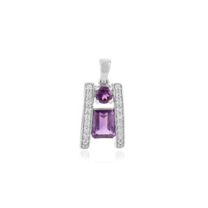 925 Solid Sterling Silver Natural <b>Amethyst</b> Minimalist Fine Charm Luxury 100% Handmade Retro Style <b>Pendant</b> With Rhodium Plating - Product Image 1