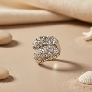 Anillo de Plata con Cristales y Circonitas Cúbicas para Mujer, Joyería de Diseño - Product Image 1