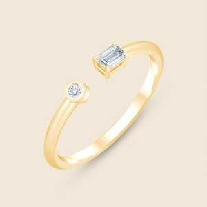 แหวนเพชรคู่ทรงกลม ประดับเพชรทรงกลมเพาะเลี้ยง 0.144 กะรัต F+-VS ในทองคำแท้ 14K ของขวัญวันครบรอบแต่งงาน - Product Image 1