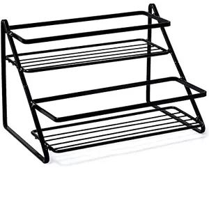 Grande tamanho preto cor pintada dois níveis cozinha Rack interior cozinha Rack placa Display Racks fornecedor pela Índia