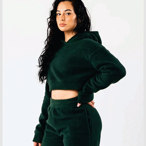 Service ODM sur mesure pour survêtements d'hiver pour femmes, sweat-shirt surdimensionné, pantalon ample, ensemble de survêtement 2 pièces en coton biologique 100% - Product Image 2