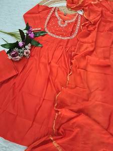 Vestido Anarkali de mezcla de seda de diseñador para mujer, ropa de fiesta tradicional, conjunto de traje Salwar con elegante Dupatta - Product Image 5