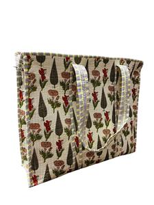 100% Cotton Handblock Floral Printed Quilted Shoulder <b>Tote</b> Bag with Zipper - Product Image 3