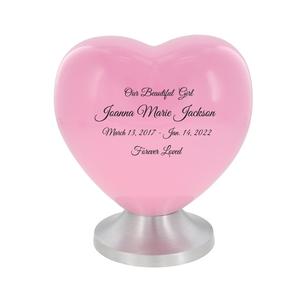 โกศหัวใจสีชมพูเด็กผู้หญิงสวยทนทานโลหะสำหรับงานหนักแกะสลักส่วนบุคคลฟรี - Product Image 2