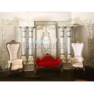 Merveilleuse scène de réception de mariage à Atlanta mariage sud-asiatique décoration de scène blanche Modish thème blanc réception scène de nuit - Product Image 1