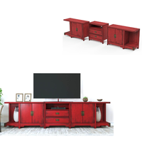Ensemble de meubles de chambre à coucher Nouveau support de téléviseur écarlate en bois d'acajou mongol avec 2 armoires et tiroirs prêt à expédier depuis l'Indonésie