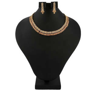 Conjunto de Joyería con Diamantes Americanos - Color Durazno y Dorado - Product Image 1