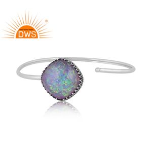 Latest Design Oxidized Sterling <b>Silver</b> Synthetic Green Fire <b>Opal</b> Gemstone Adjustable <b>Ring</b> Custom Jewelry for Women Gift for Her - Product Image 4