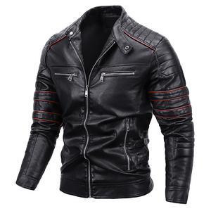 Veste en cuir sport pour homme, coupe ajustée, col montant, vêtements d'hiver, avec toile, service OEM personnalisable, prix de gros bon marché - Product Image 6