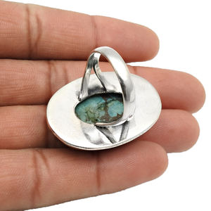Nueva llegada 925 plata esterlina turquesa natural piedra preciosa forma ovalada anillo joyería hecha a mano precio al por mayor proveedores a granel India - Product Image 6