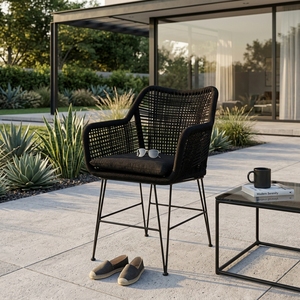 Nueva silla de salón moderna, minimalista, duradera, de metal y ratán sintético, impermeable, para jardín, muebles de exterior para casa, hotel, villa, patio. - Product Image 3