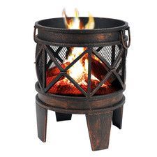 Antique Finished Iron Fire Pit with Welded Construction for Long-<b>Burning</b> Outdoor <b>Wood</b> Fires - Product Image 5
