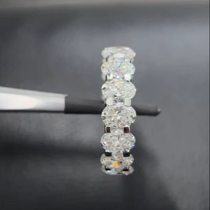 Conjunto de puntas de anillo de banda de Zirconia cúbica de forma ovalada, joyería chapada en oro blanco para mujer, fábrica de fabricación al por mayor - Product Image 3