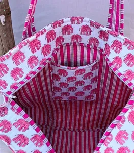 กระเป๋าผ้าคอตตอนพิมพ์ลายดอกไม้กระเป๋าช็อปปิ้งชายหาดและร้านขายของชำแบบกลับด้านได้ถุงผ้าทอ PP สำหรับใส่โลโก้ได้ตามต้องการ - Product Image 2