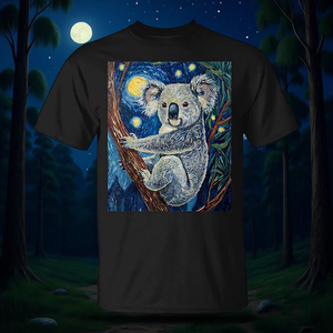 Simpatica maglietta grafica con orso koala sulla Notte stellata di Van Gogh per uomo e donna - Product Image 3