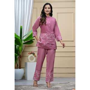 Lancement d'un nouvel ensemble de broderie pour les fêtes de bureau, à porter régulièrement, en tissu de soie de rayonne lourd, réversible, décontracté - Product Image 1