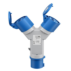 Adattatore Camping CEE distributore doppio a 2 vie, spina CEE a 2x presa CEE con presa combinata - Product Image 1