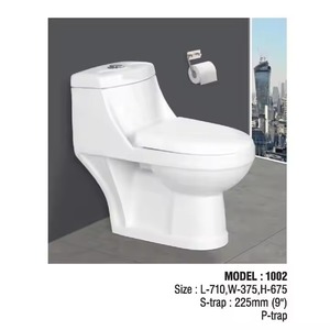 Articles sanitaires promotionnels-Commode de salle de bain monobloc en céramique blanche de l'Inde, placard à eau au sol - Product Image 5
