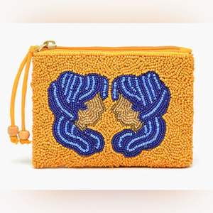 Pochette perlée Cowboy de haute qualité fabriquée à la main Western Mini porte-monnaie fermeture à glissière Orange blanc toile accessoire de mode - Product Image 4