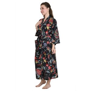 Handblock-<b>Kimono</b> Bohemian <b>Cardigan</b> Pure Cotton Blumenmuster Strandberzug for Spring and Summer Boho Bathrobe - Product Image 5