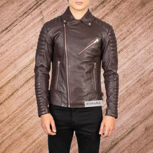 Blouson aviateur décontracté en cuir véritable pour hommes Vêtements pour hommes Blouson slim à manches longues en cuir tendance avec fermeture éclair Veste de moto - Product Image 1