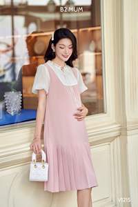Good Choice Studded ruffle neck design V1215 Anti-Shrink Sweat-Absorbent Maternity Dress Casual Wear for Summer - Product Image 4