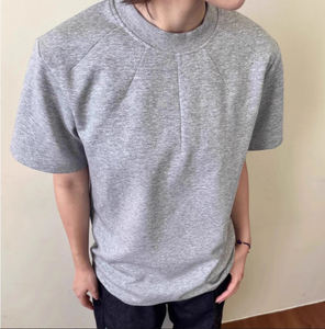 Camiseta de manga corta de verano para hombre de algodón de aire pesado, diseño informal de ocio con Joker, tela de punto de deconstrucción de media manga - Product Image 2