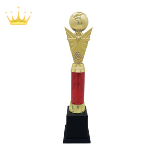 Trofeo de Fútbol Alto de Plástico PC/ABS, Diseño Personalizado, Acabado Dorado, Rojo, Plateado y Azul, para Competiciones de Fútbol, Eventos Escolares, Premios, Moneda para Aficionados - Product Image 1