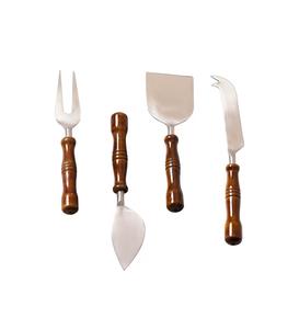 Ensemble de couteaux à beurre en acier inoxydable Ensemble de couteaux à fromage en métal finition argentée brillante avec manche décoratif en bois Ensemble de couteaux de 2 pièces - Product Image 6