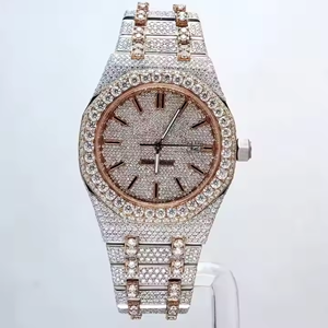 Montre de sport hip hop de luxe antique Quotidien entièrement glacé Moissanite diamant or rose deux tons bracelet en acier inoxydable élégant d'affaires - Product Image 3