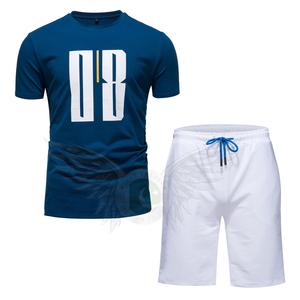 Ensembles Shorts et T-shirts pour Hommes en Coton avec Logo Personnalisé d'Été Décontracté et Tricoté de Haute Qualité - Product Image 1