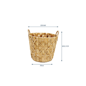 Panier décoratif en jacinthe d'eau naturelle rustique et écologique Artex Dong Thap pour plante et rangement à domicile - Product Image 1
