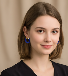 Pendientes de aro de lapislázuli al por mayor, diseño Adele, joyería de piedra natural de plata esterlina - Product Image 3