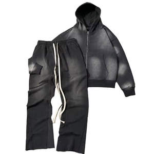 Conjunto Deportivo Informal de Dos Piezas para Hombre, Sudadera con Capucha y Cremallera, Lavado Ácido Personalizado, Chándal de Alta Calidad para Otoño - Product Image 1