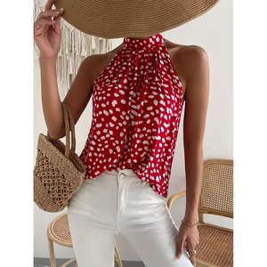 Blusa sin mangas con cuello alto y estampado para mujer de Jane, con detalle de lazo en la espalda, corte regular, tela fina de máxima calidad - Product Image 5