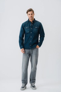 Camisa vaquera informal para hombre, manga larga, transpirable, Color sólido, ropa informal formal a la moda, camisas vaqueras - Product Image 2