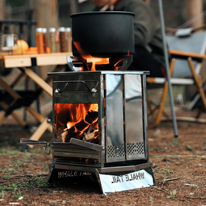 Churrasqueira Portátil de Aço Inoxidável Mini - Fogão a Carvão Dobrável com Kit Rotisserie 0.9KG Leve para Camping ao Ar Livre - Product Image 4