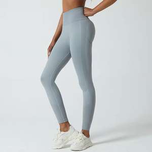 Mujeres Gym Fitness Seamless Transpirable Activewear Legging Patrón sólido Pantalones de entrenamiento - Product Image 5