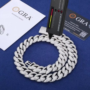 สร้อยคอเพชรโมอีส VVS1ทรงฮิปฮอปรูปตัว D สำหรับเป็นของขวัญสำหรับผู้ชายและผู้หญิงประดับด้วยเพชรสไตล์คิวบานสร้อย S925เงินสเตอร์ลิงประดับเพชร - Product Image 1