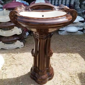 Meuble Salle De Bain Lavabo De Pedestal De Lujo Moderno Lavabo De Baño Sanitario De Cerámica - Product Image 5