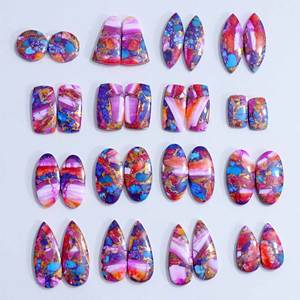 Top naturel rose épineux huître Turquoise paire lâche pierres précieuses Cabochon paire pierres précieuses en vrac qualité pierres précieuses pour la fabrication de bijoux - Product Image 2