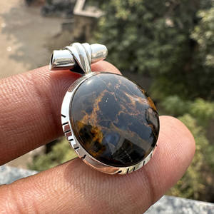 Pendentif en pietersite de style bohème fait à la main en gros, serti en bélière |   Bijoux en argent sterling 925 avec pierre naturelle pour cadeau de fête - Product Image 2