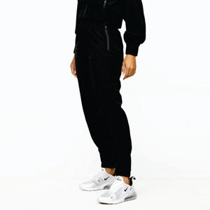 Coupe décontractée 85% polyamide 15% élasthanne noir fermeture éclair complète tissé Cargo haut et pantalon survêtement femme - Product Image 5