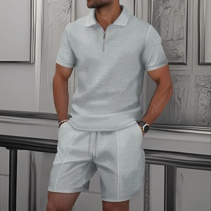 Premium Casual 2025 Shorts Ensemble pour Hommes Nouvel Été 100% Coton T-Shirt Ensembles Personnalisé Respirant Shorts Chemise Ensemble - Product Image 2