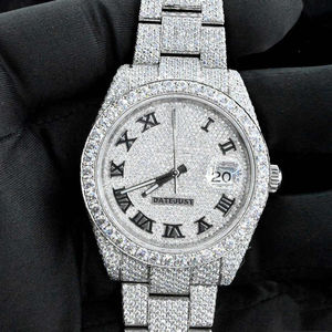 Nueva llegada Iced out Lab Grown Diamond Reloj de cuarzo analógico Reloj inteligente de acero inoxidable blanco completo - Product Image 2